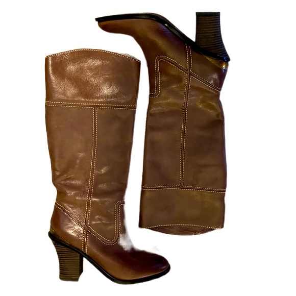Women’s Lucky Brown Leather Boots - size 9.5 - Picture 1 of 4